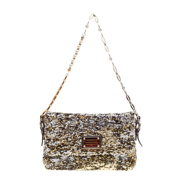 Dolce & Gabbana Miss Charles Flap Bag Sequined with Jeweled Strap