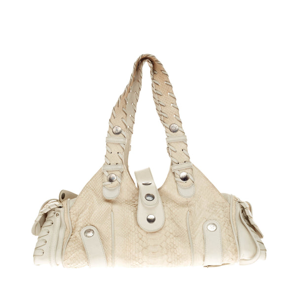 Buy Chloe Silverado Handbag Python Medium White 96203