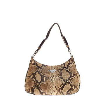 Prada Zip Pocket Shoulder Bag Snakeskin Small