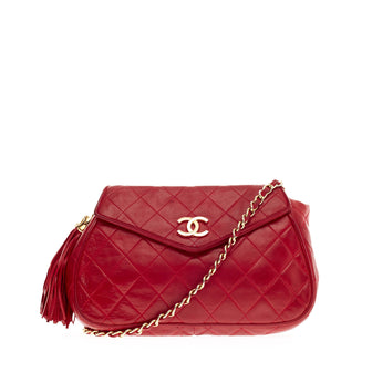 Chanel Vintage Diamond Tassel Flap Bag Quilted Leather