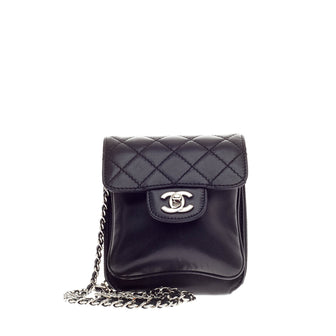 Chanel Chain Zip Flap Pouch Quilted Lambskin Mini