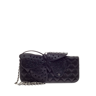 Chanel Butterfly Clutch Perforated Leather