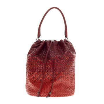 Bottega Veneta Drawstring Handle Bag Two Tone Intrecciato Nappa