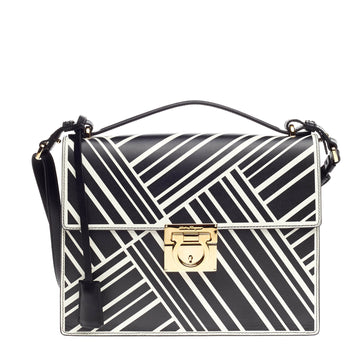 Salvatore Ferragamo Marisol Shoulder Bag Printed Leather Small