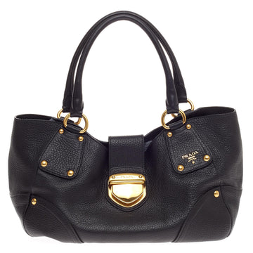 Prada Pushlock Tote Vitello Daino Medium