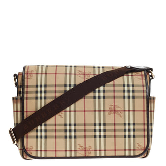 Burberry Diaper Bag Haymarket Coated Canvas -