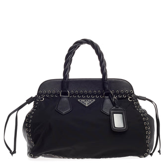 Prada Whipstitch Tote Tessuto and Leather Medium