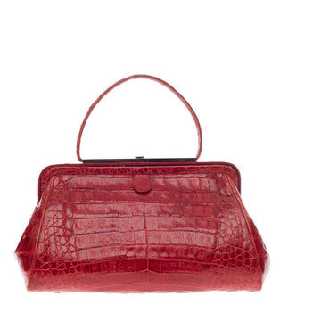 Nancy Gonzalez Top Handle Frame Bag Crocodile