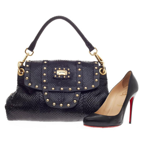 jimmy choo kaja patchwork python leather shoulder bag... Buy Jimmy Choo Flap Shoulder Bag Studded Python Black 263301