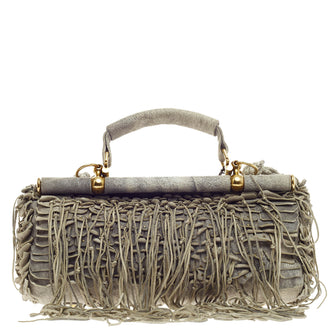 Roberto Cavalli Fringed Doctor Bag Distressed Suede -