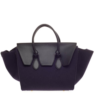 Celine Tie Knot Tote Leather and Felt Small