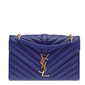 Saint Laurent Classic Monogram Satchel Matelasse Chevron Leather Small