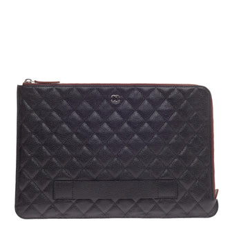 Chanel Ipad Pouch Quilted Caviar Large