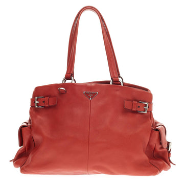 Prada Side Pocket Belt Tote Vitello Daino Large