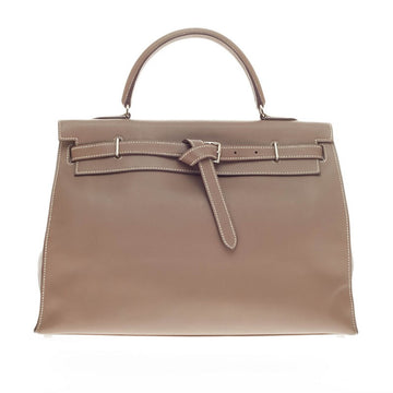 Hermes Kelly Flat Etoupe Swift with Palladium Hardware 35