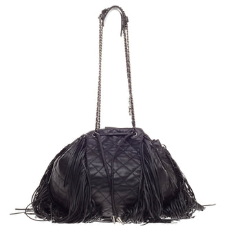 Chanel Paris-Dallas Drawstring Fringe Shoulder Bag Quilted Leather -