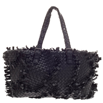 Bottega Veneta Lido Patchwork Tote Fringe Intrecciato Nappa Large