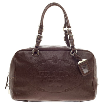 Prada Embossed Logo Bauletto Vitello Daino Large