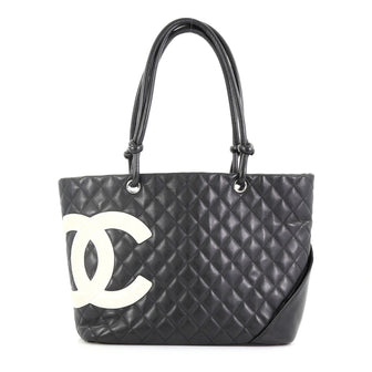 Chanel Cambon Tote Quilted Leather Large Black 3950356