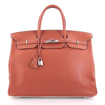 Hermes Eclat Birkin Handbag Clemence with Palladium Hardware 40 Red 1848701