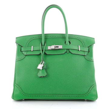 Hermes Birkin Ghillies Handbag Green Togo and Swift with Green 1938902