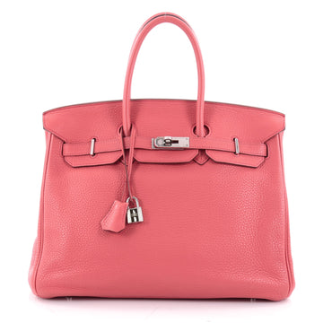 Hermes Birkin Handbag Bougainvillea Clemence with Palladium Hardware 35 Pink 2004801