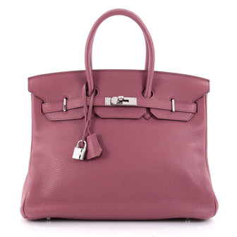 Hermes Birkin Handbag Pink Clemence with Palladium Pink 2046301