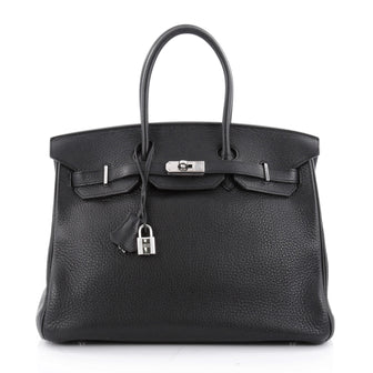 Hermes Birkin Handbag Black Clemence with Palladium Black 2058401