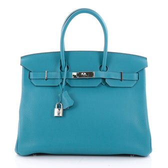 Hermes Birkin Handbag Blue Togo with Palladium Hardware Blue 2082501