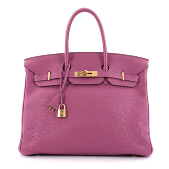 Hermes Birkin Handbag Pink Togo With Gold Hardware 35 Purple 2099401