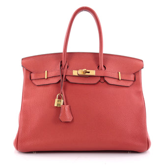 Hermes Birkin Handbag Red Togo with Gold Hardware 35 Red 2102001