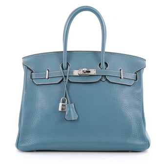 Hermes Birkin Handbag Blue Togo with Palladium Hardware 35 Blue 2194401