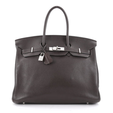 Hermes Birkin Handbag Brown Clemence with Palladium Brown 2247001