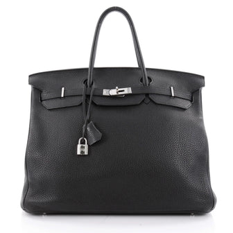 Hermes Birkin Handbag Black Togo with Palladium Hardware 40 Black 2261001