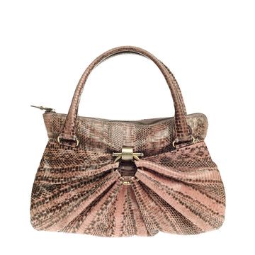 Salvatore Ferragamo Gancio Gathered Shoulder Bag Python