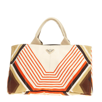 Prada Canapa Tote Printed Canvas Large