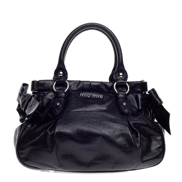 Miu Miu Convertible Bow Satchel Vitello Lux Small