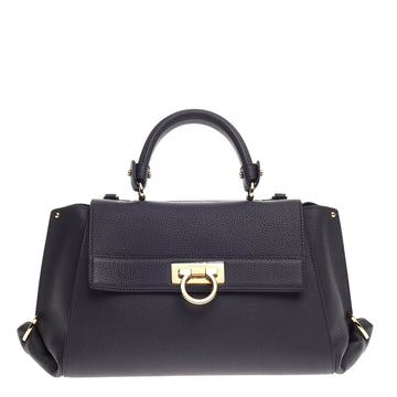 Salvatore Ferragamo Sofia Satchel Pebbled Leather Medium