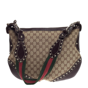 Gucci Pelham Web Hobo Studded GG Canvas Medium