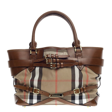 Burberry Bridle Lynher Tote House Check Canvas Medium