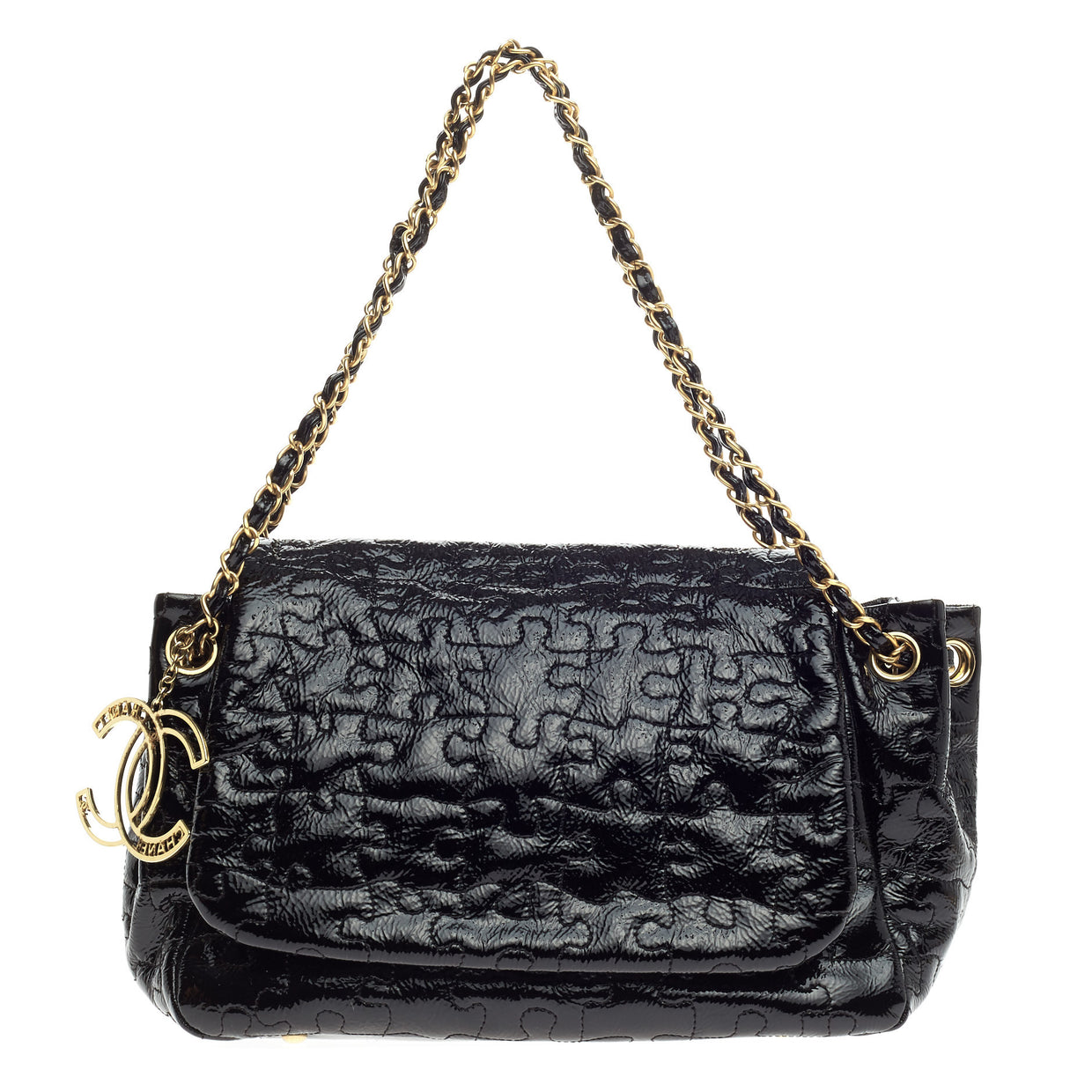 Buy Chanel Puzzle Accordion Flap Bag Patent Black 642501