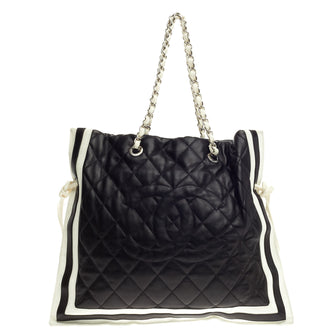Chanel CC Drawstring Tote Quilted Lambskin Large