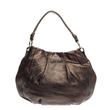 Prada Pleat Front Hobo Soft Calfskin Large