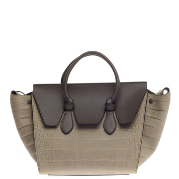 Celine Tie Tote Crocodile Embossed Nubuck Small