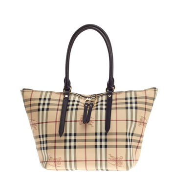 Burberry Salisbury Tote Haymarket Coated Canvas Small