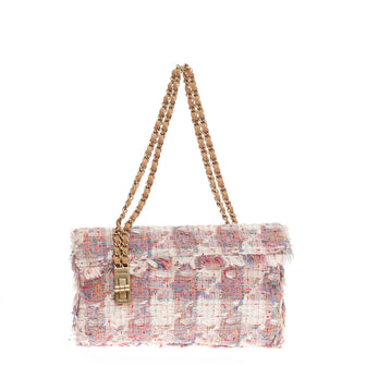 Chanel Vertical Lock Flap Bag Tweed Medium