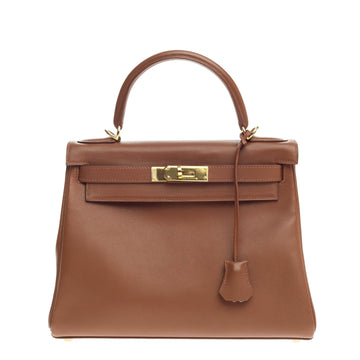 Hermes Kelly Brown Gulliver with Gold Hardware 28