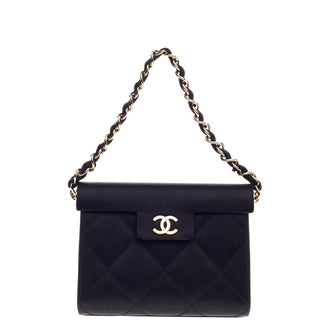 Chanel Vintage Chain CC Evening Bag Quilted Satin Small
