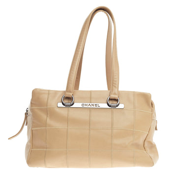 Chanel Square Stitch Shoulder Bag Quilted Caviar Large