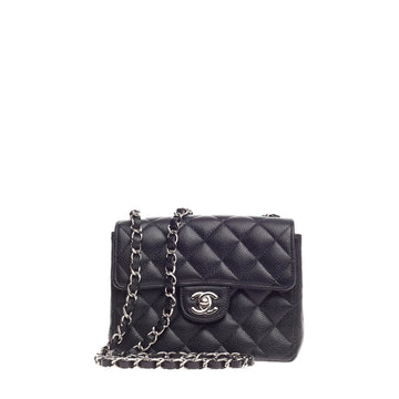 Chanel Square Classic Single Flap Quilted Caviar Mini